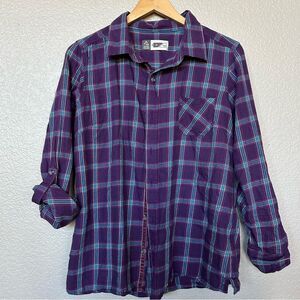 Alpine Design Purple Plaid Flannel Long Sleeve Button Down Shirt M